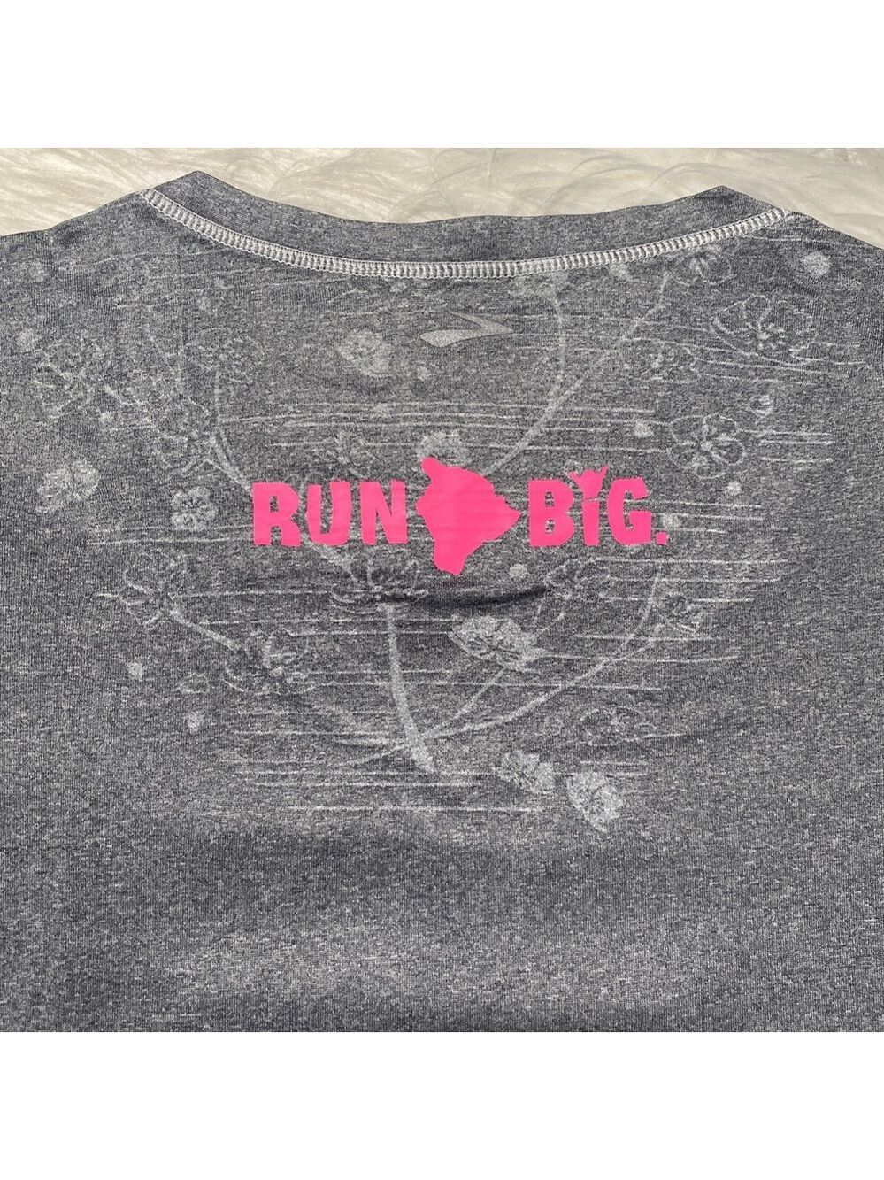 Brooks Gray Run Aloha Short Sleeve Tee womens S - Picture 6 of 7